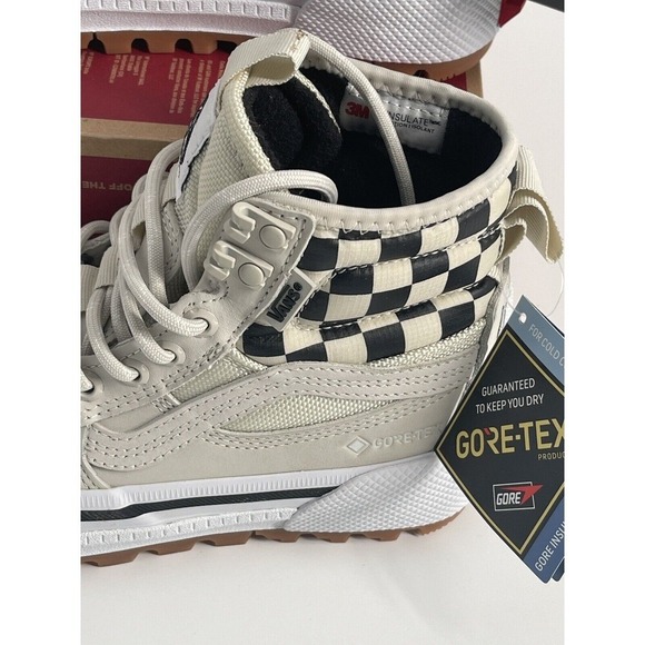 New Vans Sk8 Hi Top Sneakers Checker Goretex Mte 2 Platform White Black Women 5 - Picture 3 of 12